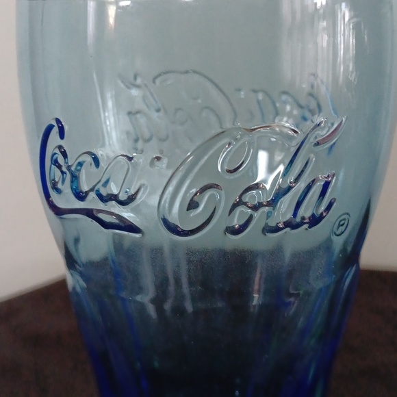 Coca Cola Coke Glassware Drinkware Stained Glass Blue Green Vintage - Picture 5 of 8